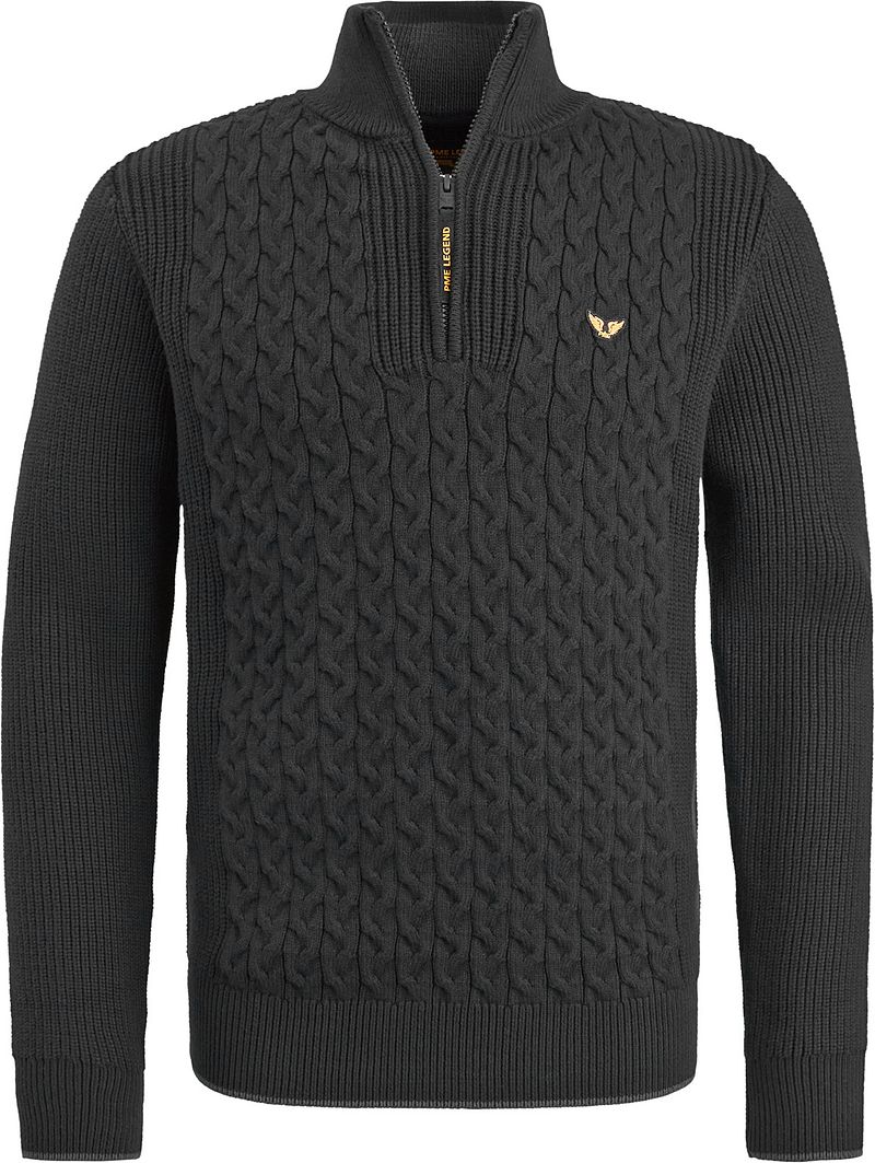 PME Legend Knitted Half Zip Pullover Cable Schwarz - Größe 3XL günstig online kaufen