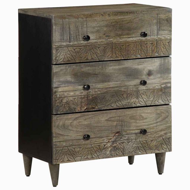 vidaXL Fächerschrank Sideboard Hellgrau 60x33,5x75 cm Massivholz (1-St) günstig online kaufen