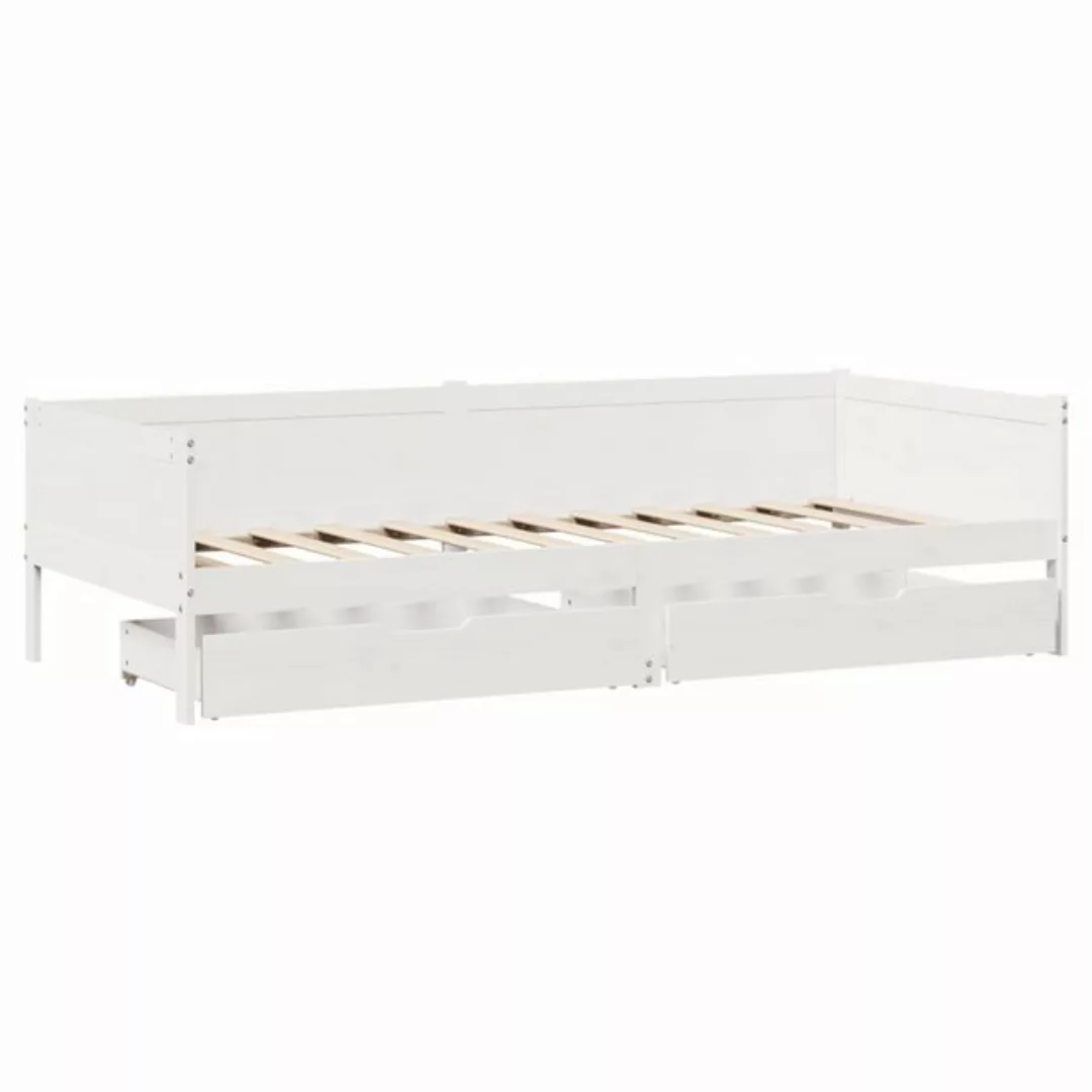 vidaXL Bett Tagesbett mit Schubladen Weiß 90x190 cm Kiefernholz günstig online kaufen