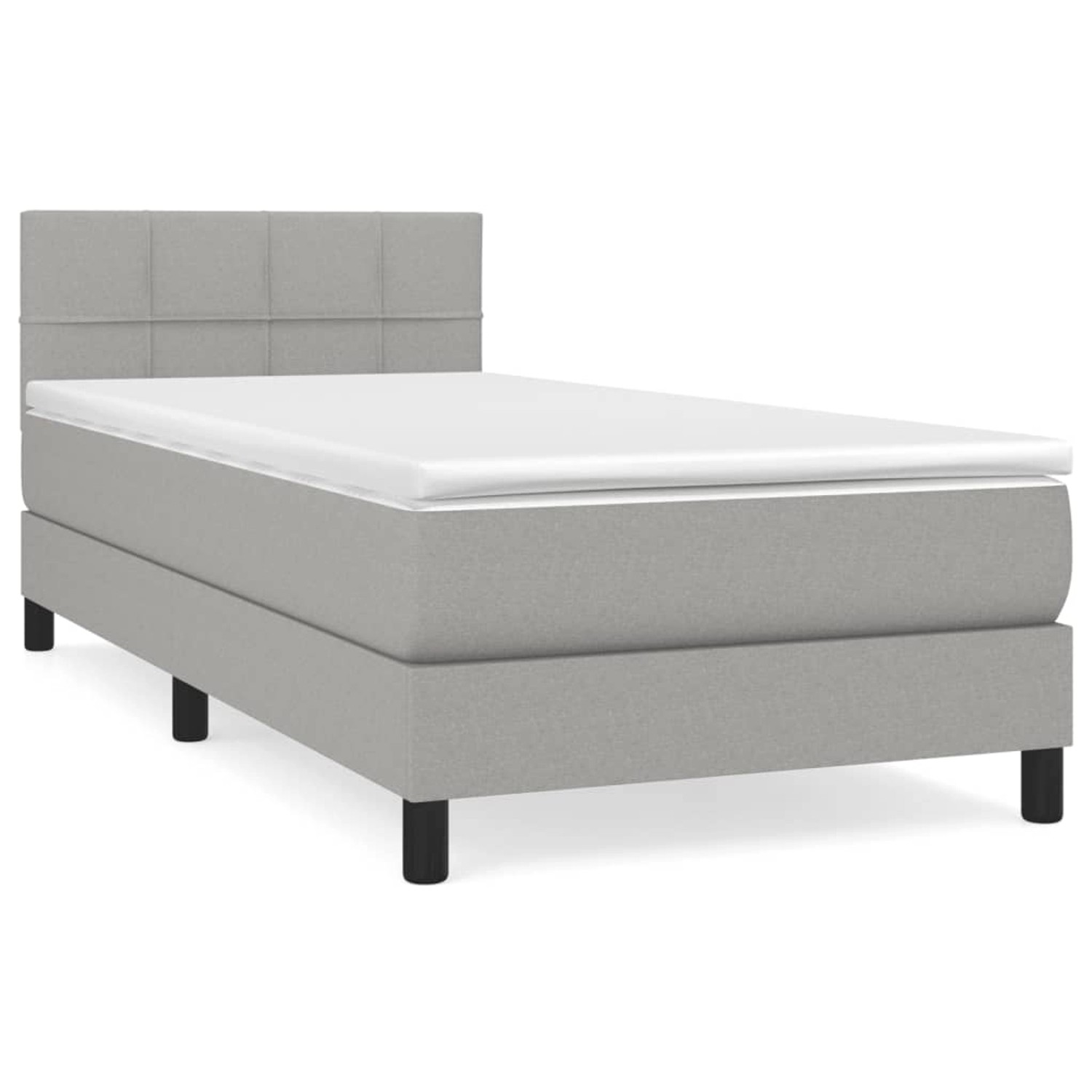 vidaXL Boxspringbett Boxspringbett mit Matratze Hellgrau 90x200 cm Stoff Be günstig online kaufen