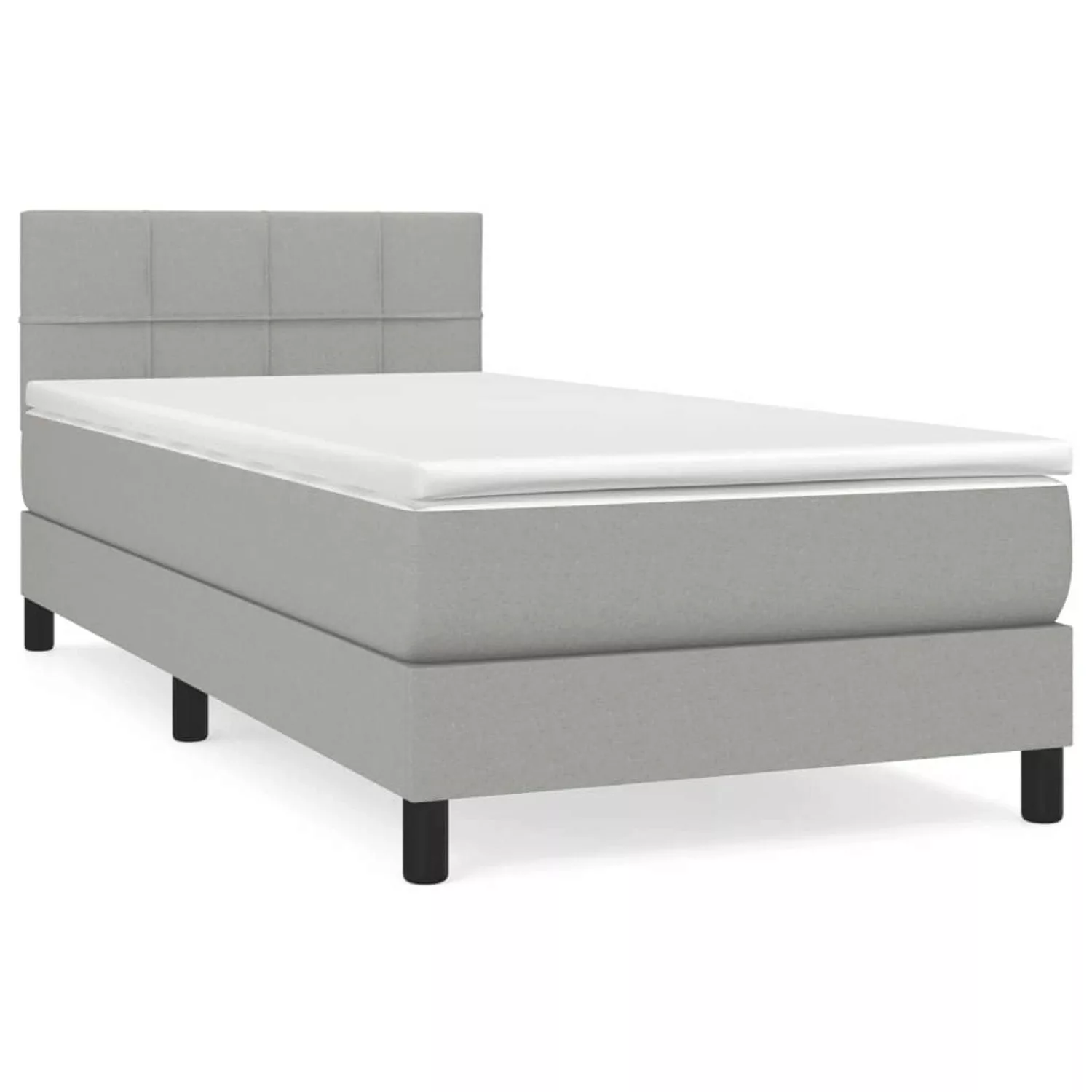 vidaXL Boxspringbett Boxspringbett mit Matratze Hellgrau 90x200 cm Stoff Be günstig online kaufen