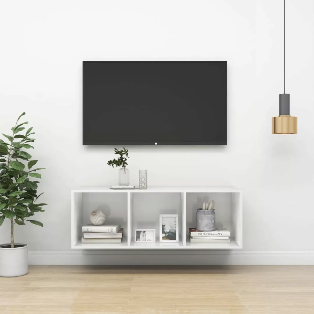 vidaXL TV-Schrank TV-Wandschrank Hochglanz-Weiß 37x37x107 cm Spanplatte günstig online kaufen