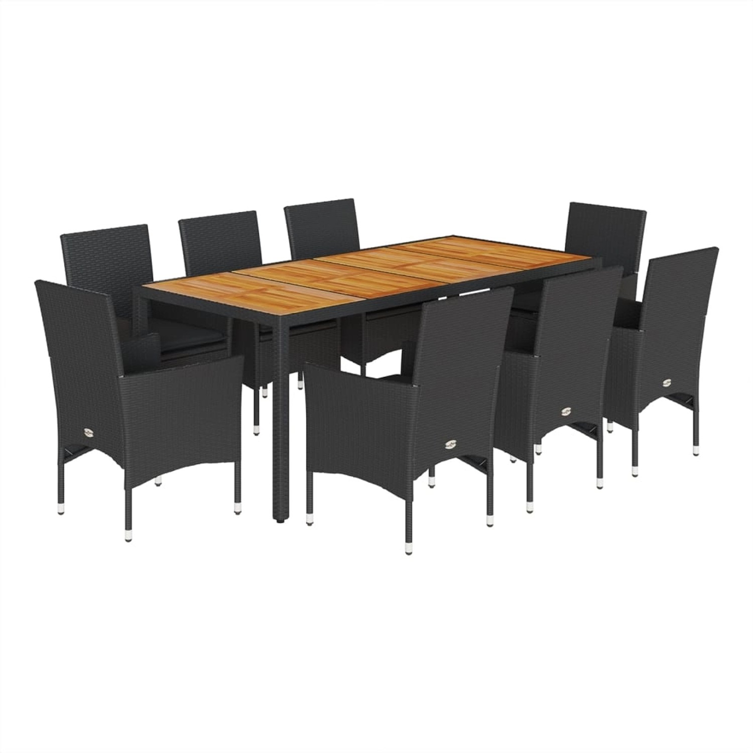 vidaXL 9-Tlg Garten-Essgruppe mit Kissen Schwarz Poly Rattan Akazie 3278674 günstig online kaufen