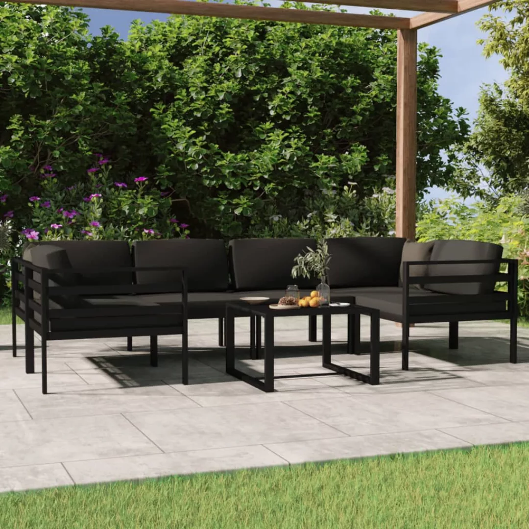 Vidaxl 7-tlg. Garten-lounge-set Mit Kissen Aluminium Anthrazit günstig online kaufen