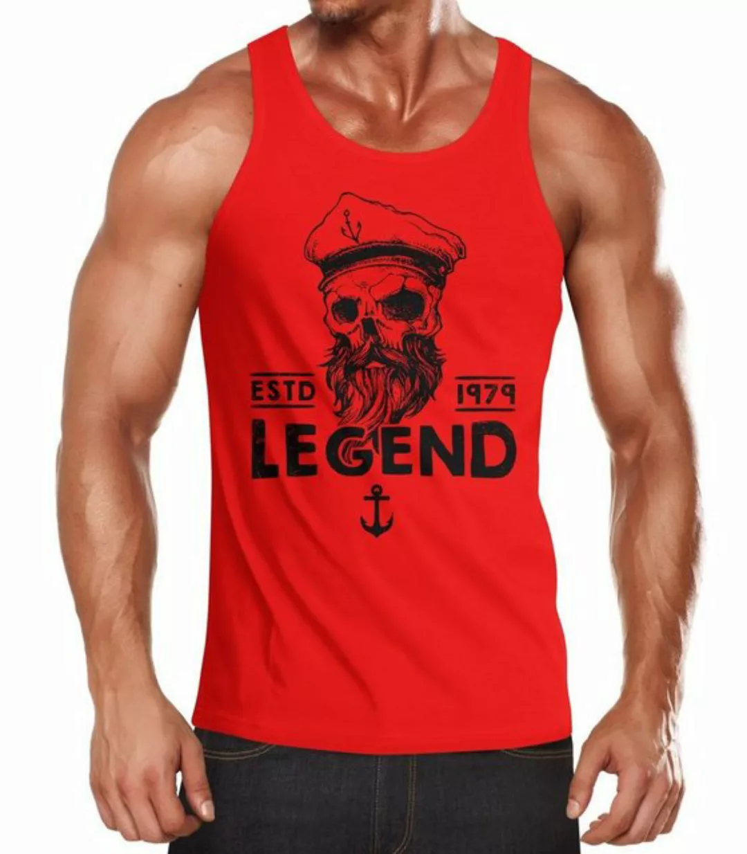 Neverless Tanktop Herren Tank-Top Skull Captain Legend Totenkopf Bart Kapit günstig online kaufen