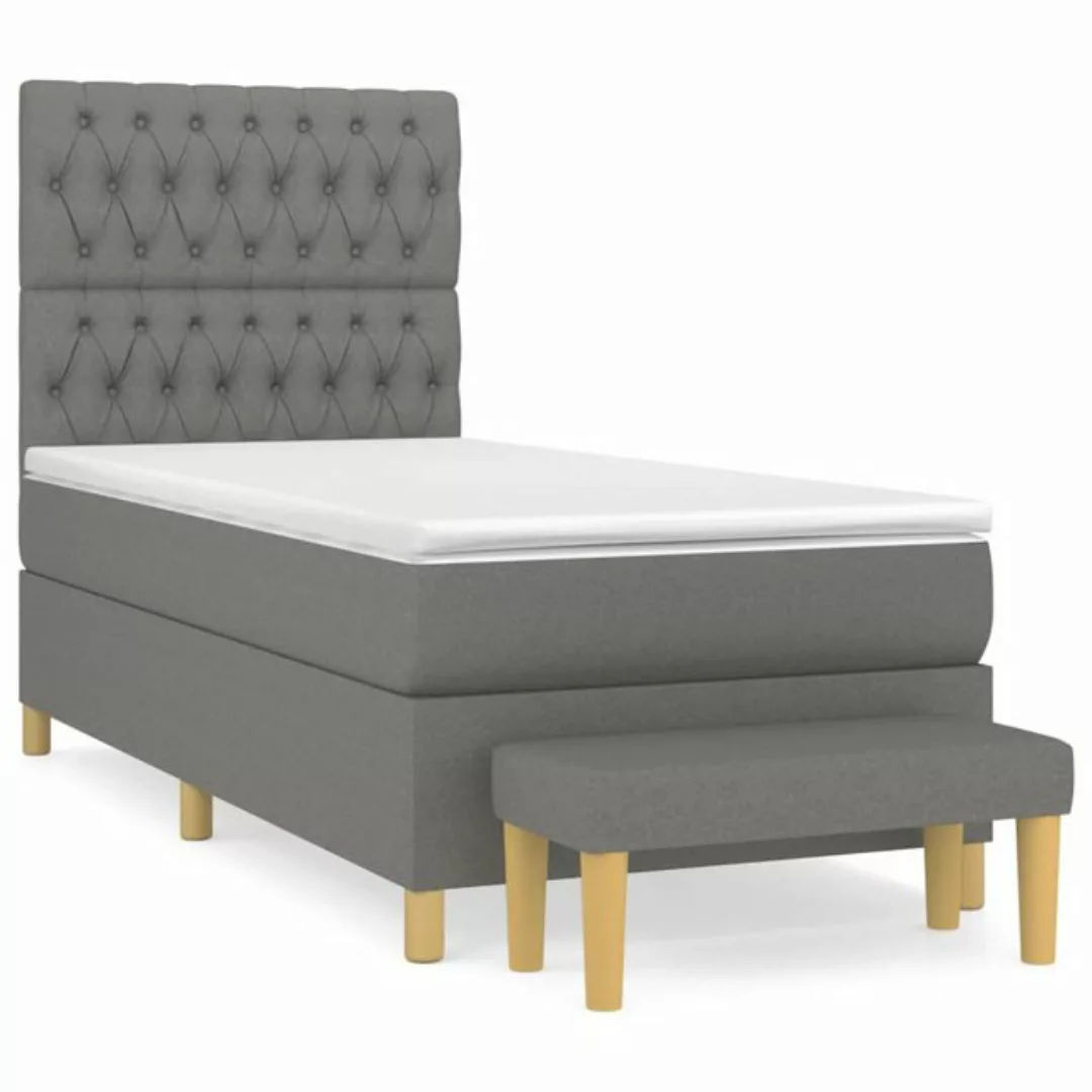 vidaXL Boxspringbett Boxspringbett mit Matratze Dunkelgrau 90x190 cm Stoff günstig online kaufen