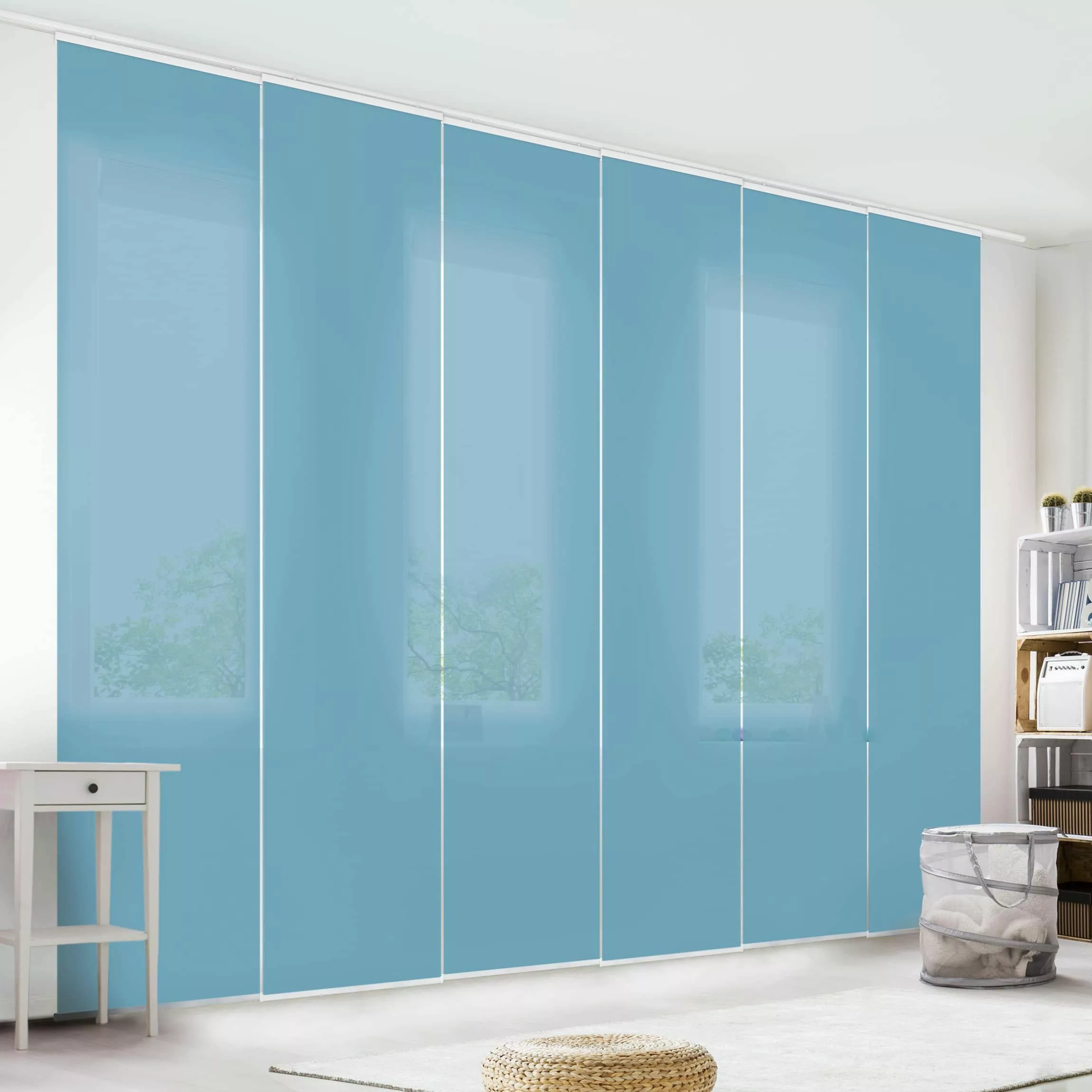 Bilderdepot24 Schiebegardine modern Flächenvorhang blickdicht Meerblau, günstig online kaufen