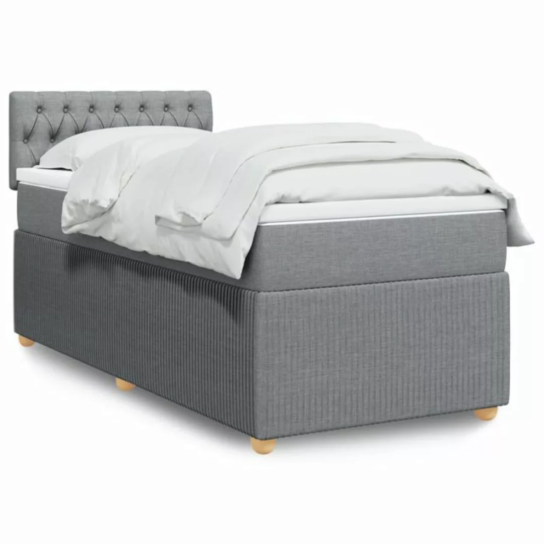 vidaXL Bettgestell Boxspringbett mit Matratze Hellgrau 80x200 cm Stoff Bett günstig online kaufen