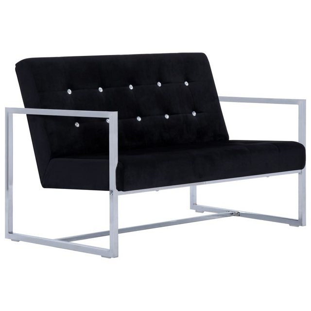 vidaXL Sofa 2-Sitzer-Sofa mit Armlehnen Schwarz Chrom und Samt Couch günstig online kaufen