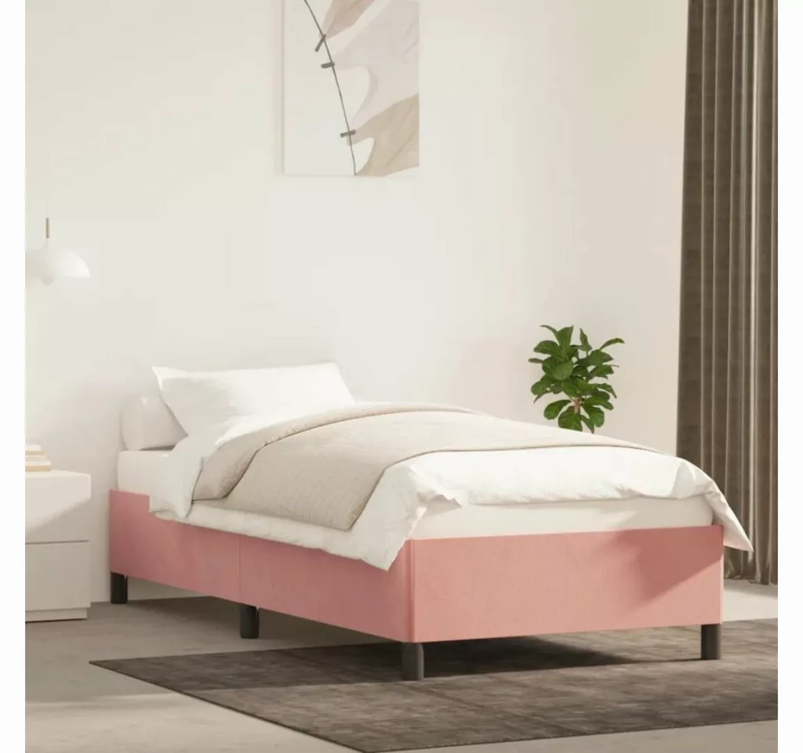 furnicato Bett Bettgestell Rosa 100x200 cm Samt günstig online kaufen