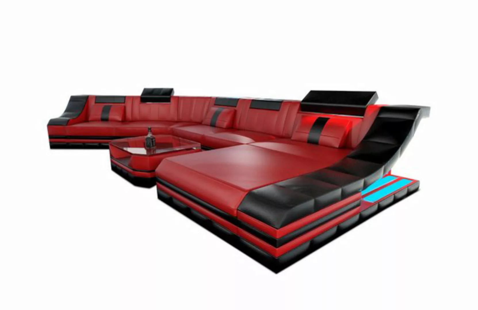 Sofa Dreams Wohnlandschaft Ledercouch Leder Sofa Turino C Form Ledersofa, C günstig online kaufen