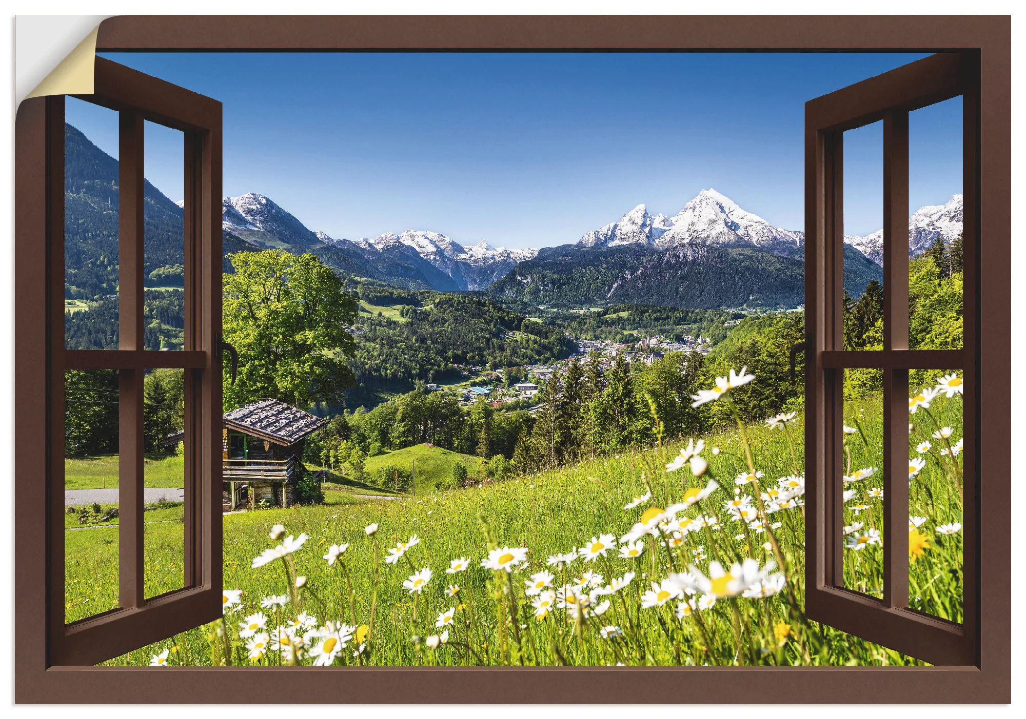 Artland Wandbild »Fensterblick Bayerischen Alpen«, Berge, (1 St.), als Alub günstig online kaufen