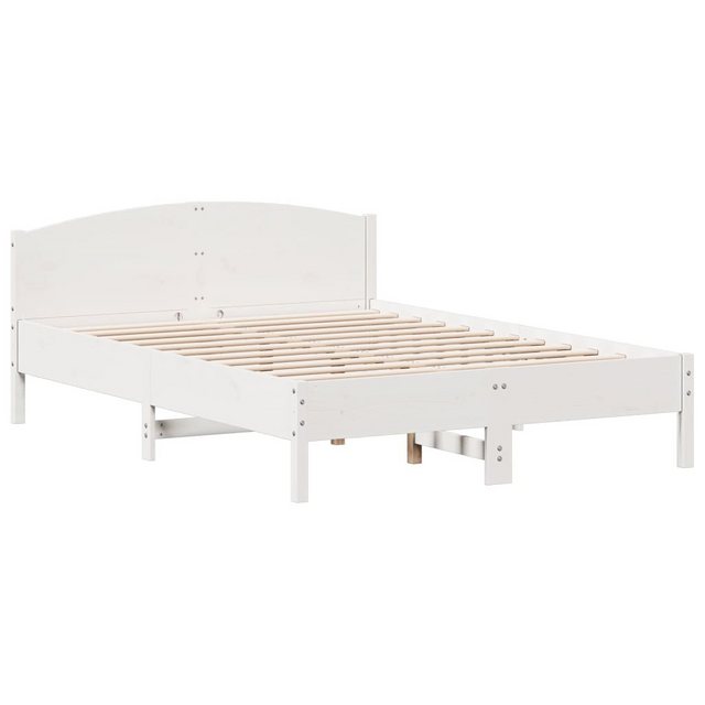 vidaXL Bett Massivholzbett mit Kopfteil Weiß 150x200 cm Kiefer günstig online kaufen
