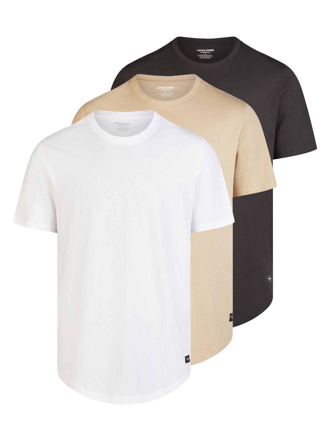 Jack & Jones Tshirt Herren lang geschnitten Set 100% Baumwolle Regular Fit günstig online kaufen