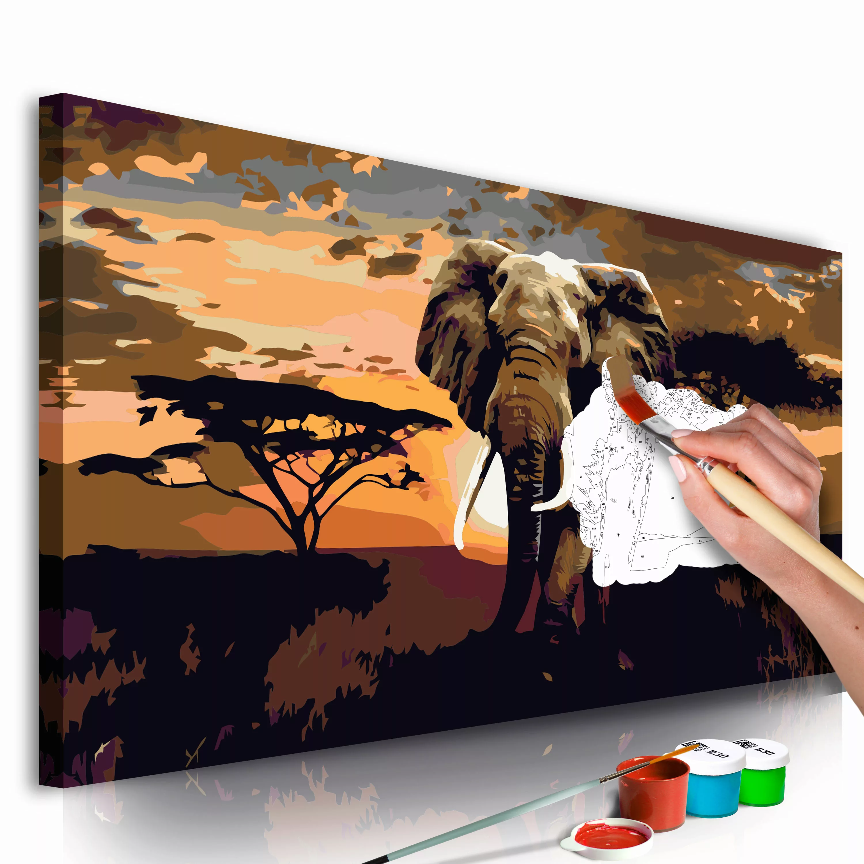 Malen Nach Zahlen - Elefant In Afrika (brauntöne) günstig online kaufen