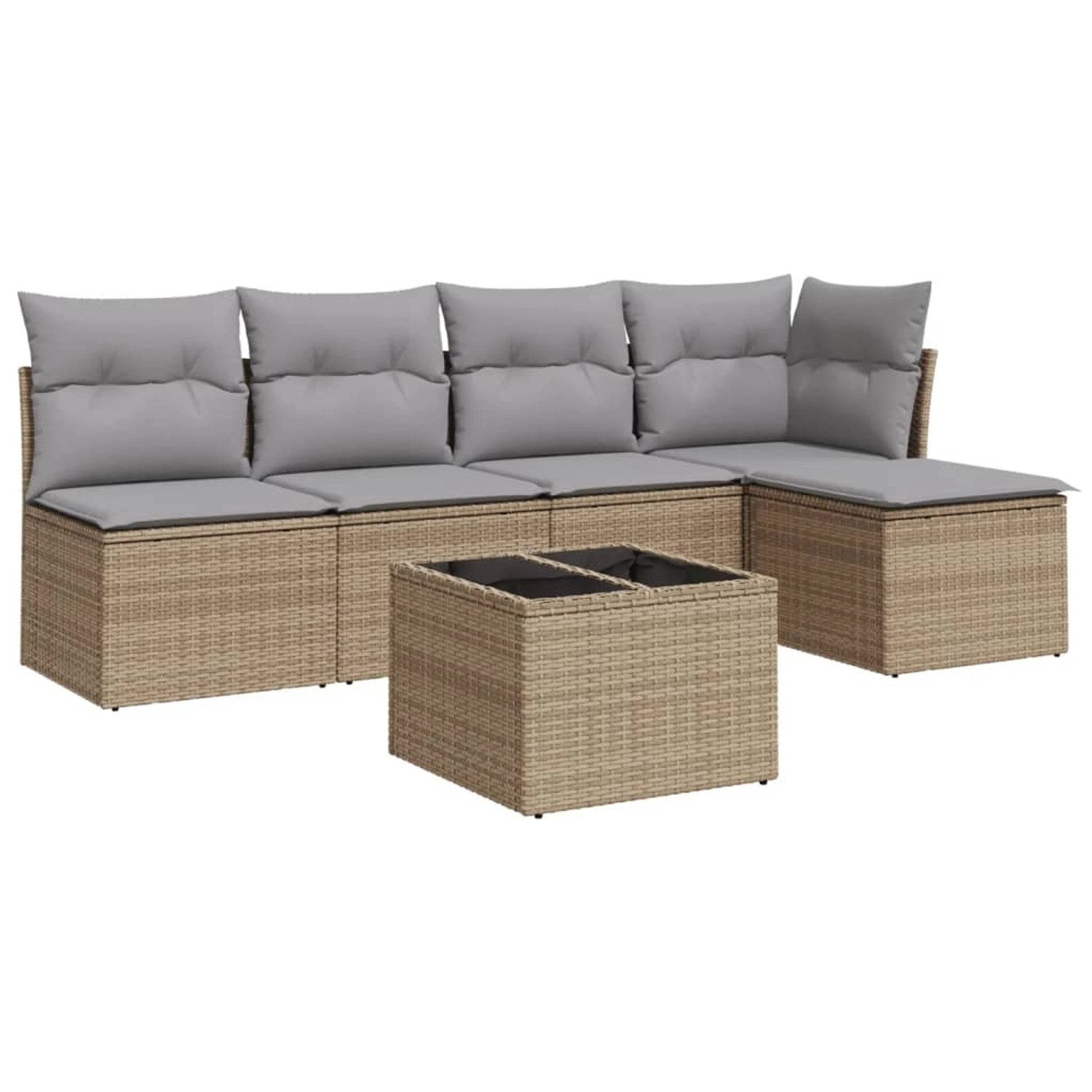 vidaXL 6-Tlg Garten-Sofagarnitur mit Kissen Beige Poly Rattan 3217529 günstig online kaufen