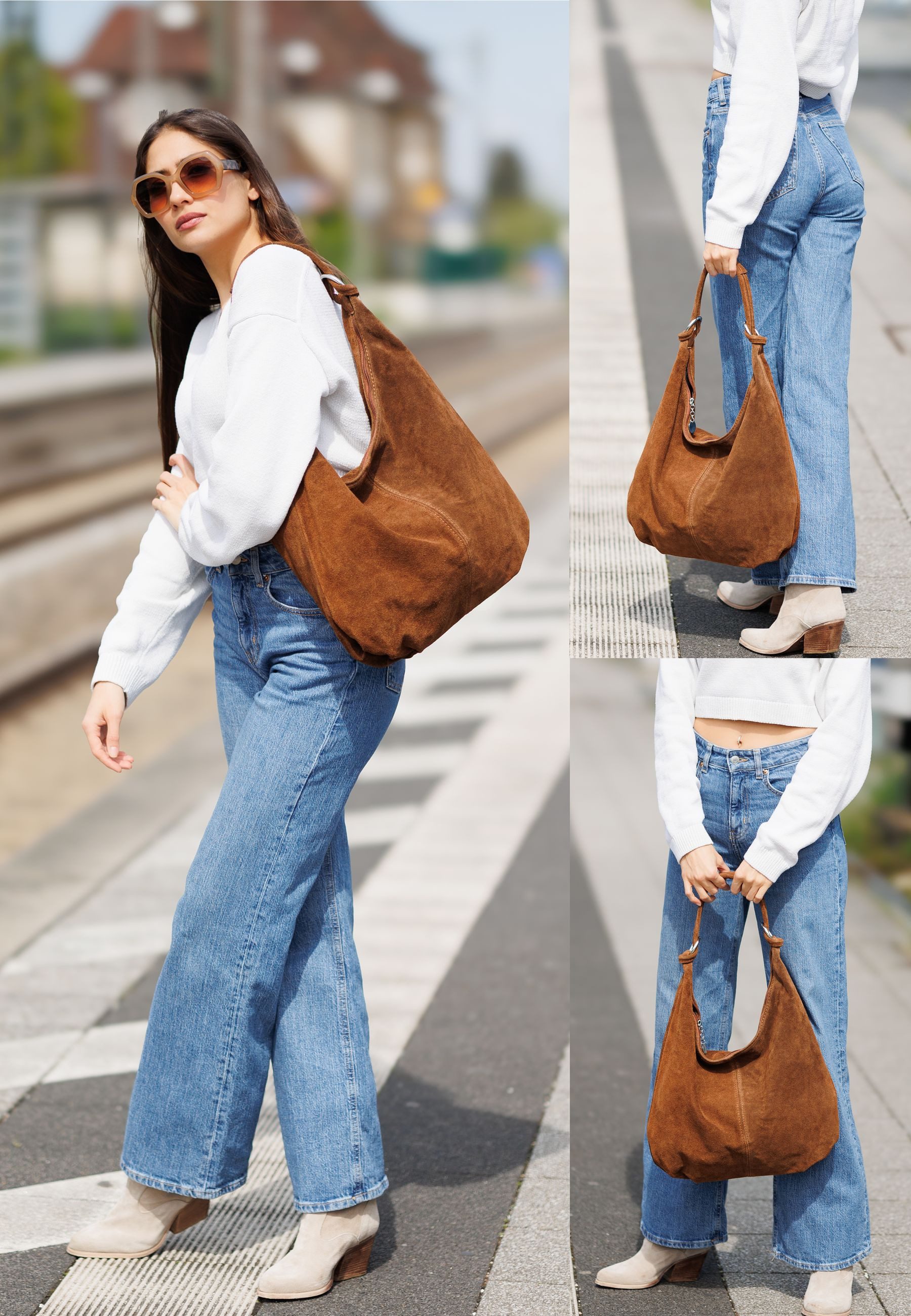 Caspar Schultertasche - Große Damen Vintage günstig online kaufen