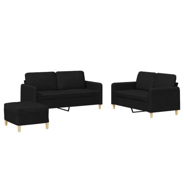 vidaXL Sofa, 3-tlg. Sofagarnitur mit Kissen Schwarz Stoff günstig online kaufen