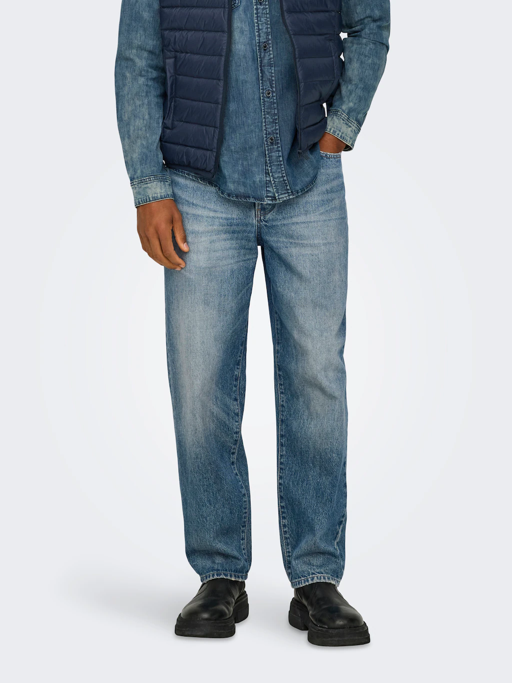 ONLY & SONS Regular-fit-Jeans "ONSEDGE STRAIGHT BROMO 0017 DOT DNM NOOS" günstig online kaufen