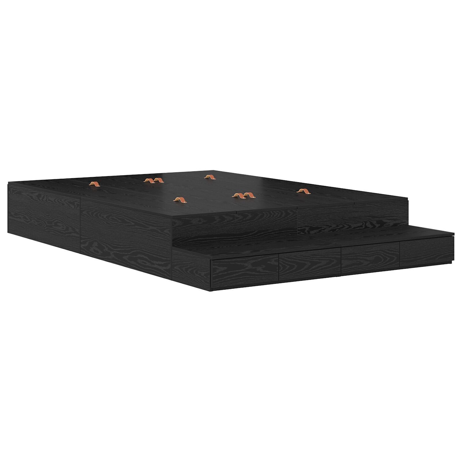 vidaXL Bett Stauraum-Bettgestell Schwarz Eiche 140x190 günstig online kaufen