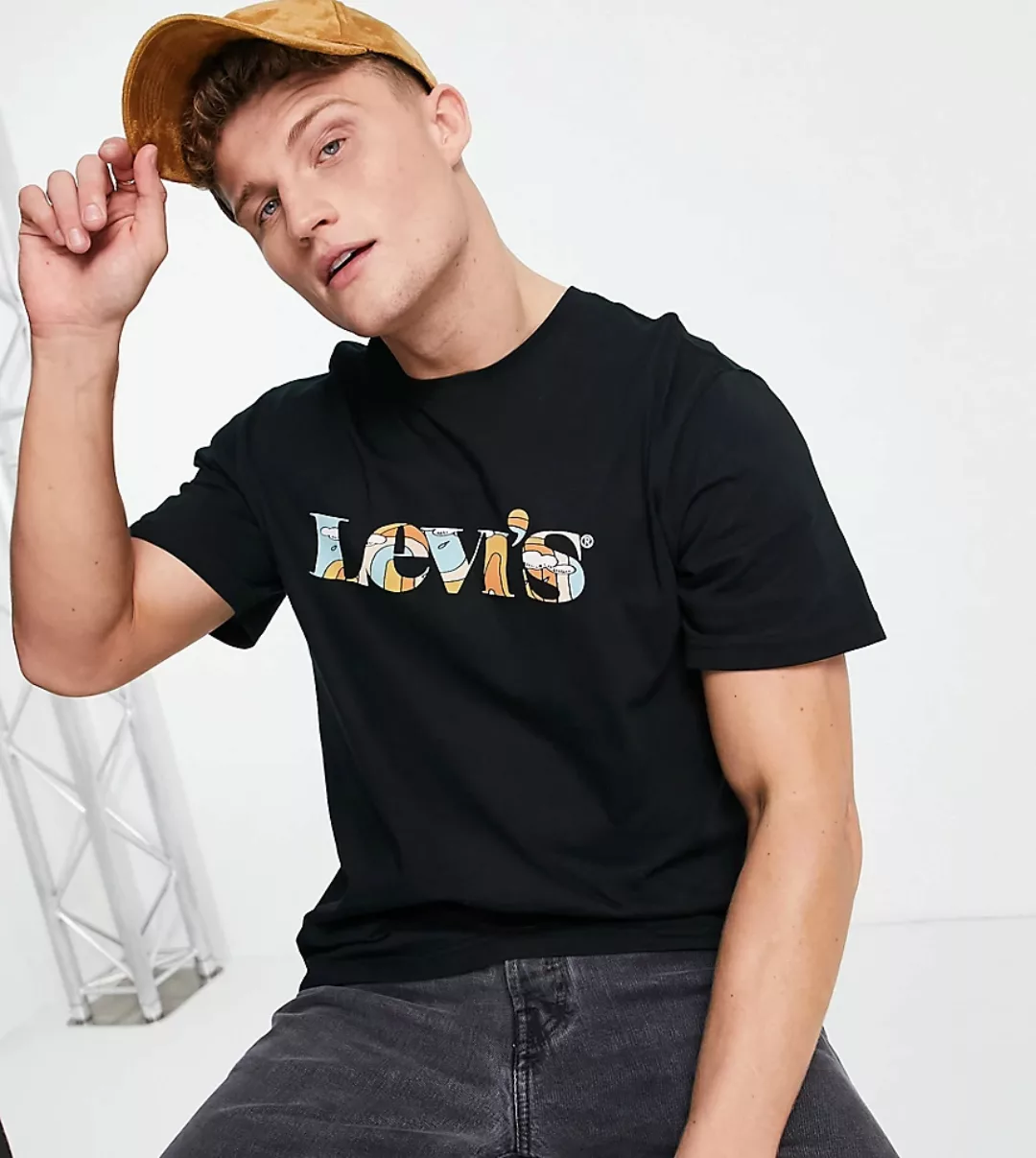 Levi's – Locker geschnittenes T-Shirt in Schwarz mit MV-Logobox auf der Bru günstig online kaufen