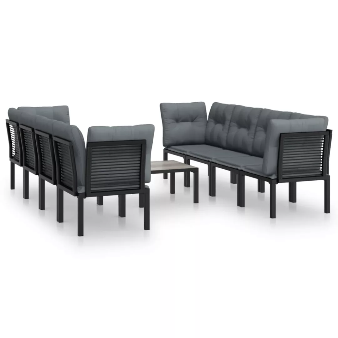 Vidaxl 9-tlg. Garten-lounge-set Schwarz Und Grau Poly Rattan günstig online kaufen