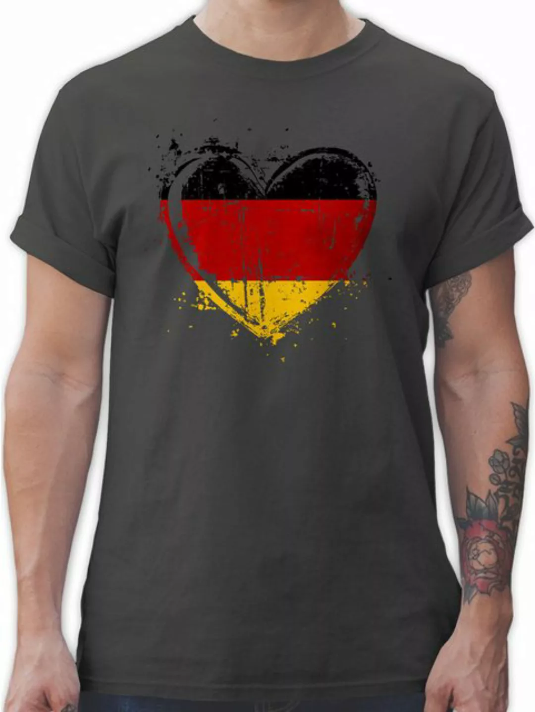 Shirtracer T-Shirt Deutschland Herz Motiv, Schwarz Rot Gold, Germany 2024 F günstig online kaufen