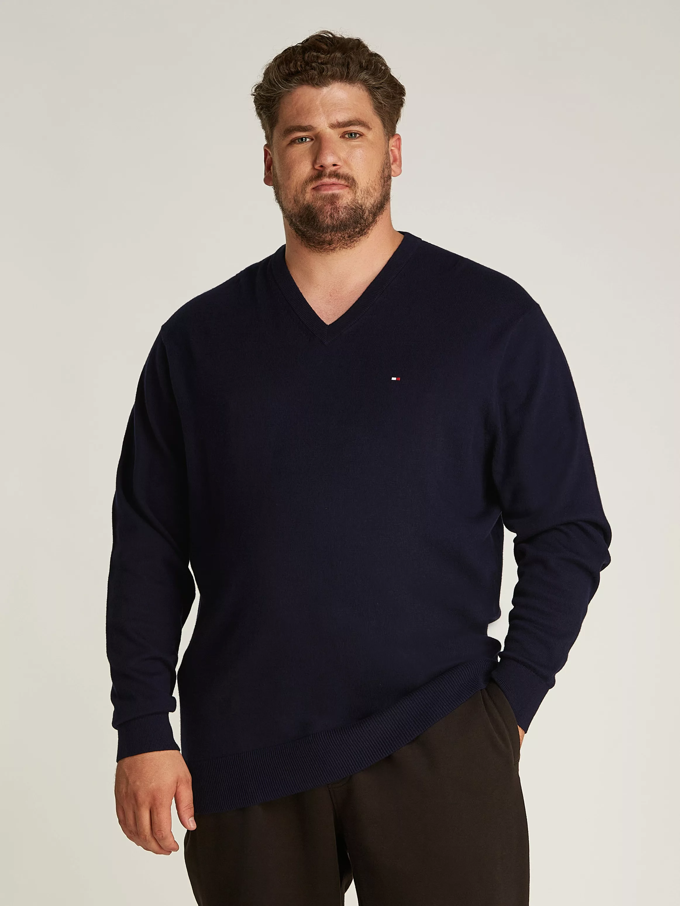 Tommy Hilfiger Big & Tall Strickpullover "BT-PIMA ORG CTN CASHMERE VNCK-B", günstig online kaufen