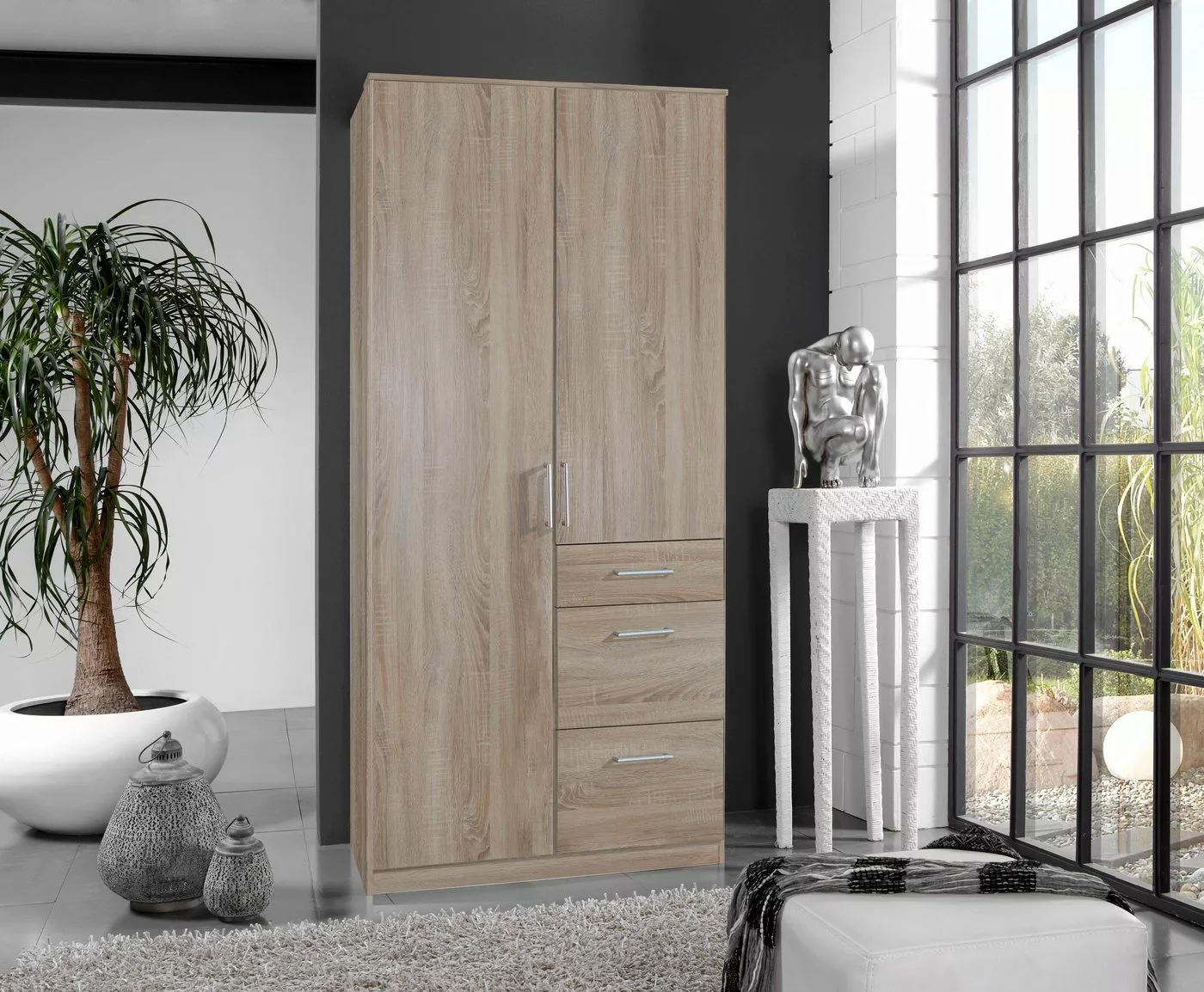 freiraum Kleiderschrank Click (B/H/T: 90x198x58 cm) in Eiche-Sägerau-Nachbi günstig online kaufen