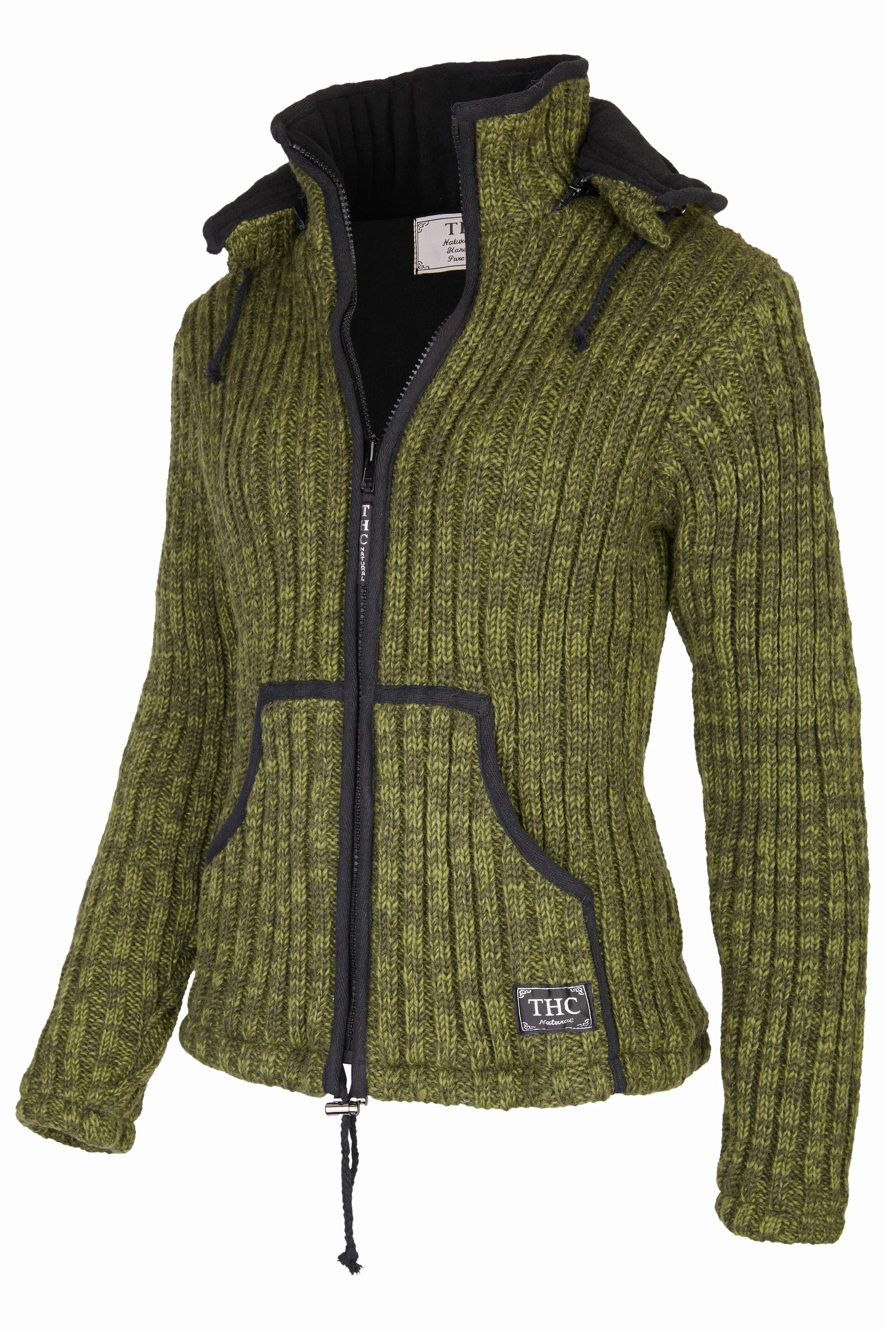 THC Natural Line Strickjacke Schafwollstrickjacke grün günstig online kaufen