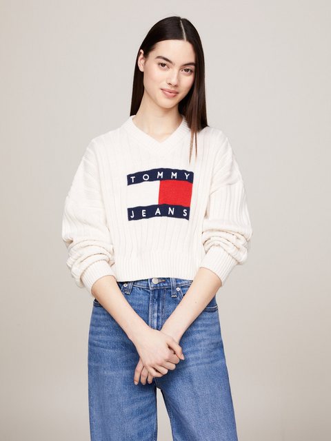 Tommy Jeans Strickpullover TJW VNCK CENTER FLAG SWEATER EXT mit Tommy Jeans günstig online kaufen