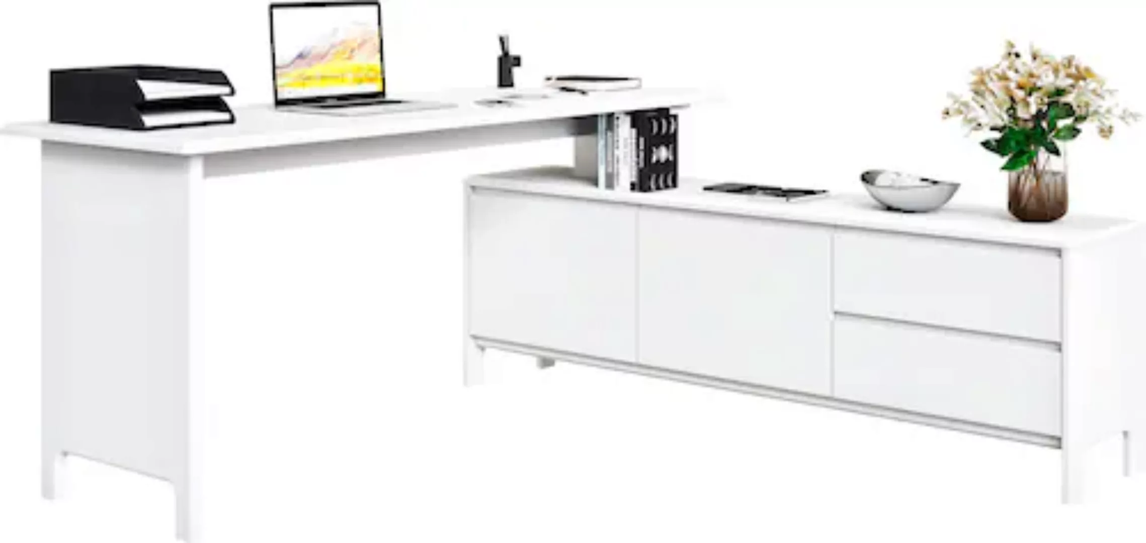 Home affaire Schreibtisch »Luven«, Breite 170-304 cm, Eckschreibtisch aus M günstig online kaufen