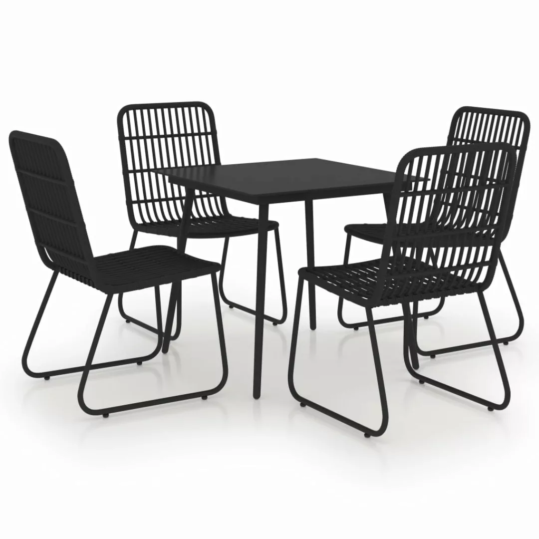 5-tlg. Garten-essgruppe Poly Rattan Und Glas günstig online kaufen