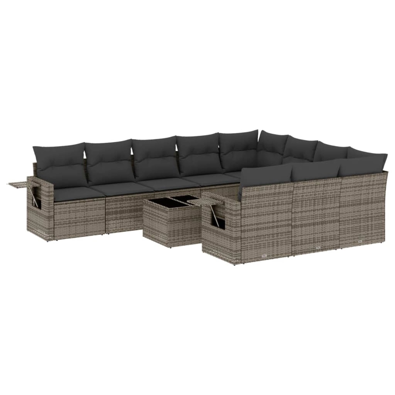 vidaXL 11-Tlg Garten-Sofagarnitur mit Kissen Grau Poly Rattan 3253037 günstig online kaufen