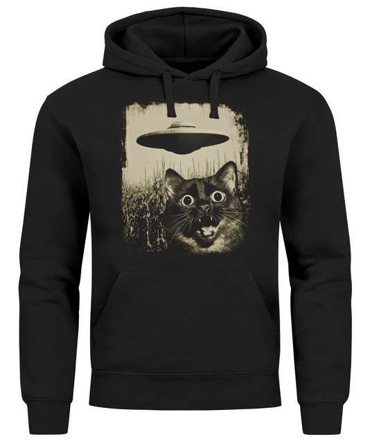 Neverless Hoodie Hoodie Herren UFO Katze Alien Print Kapuzen-Pullover mit A günstig online kaufen