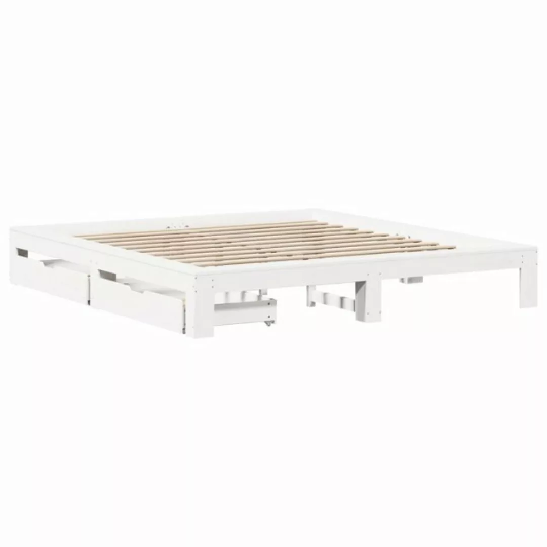 vidaXL Bett Massivholzbett ohne Matratze Weiß 180x200 cm Kiefernholz günstig online kaufen