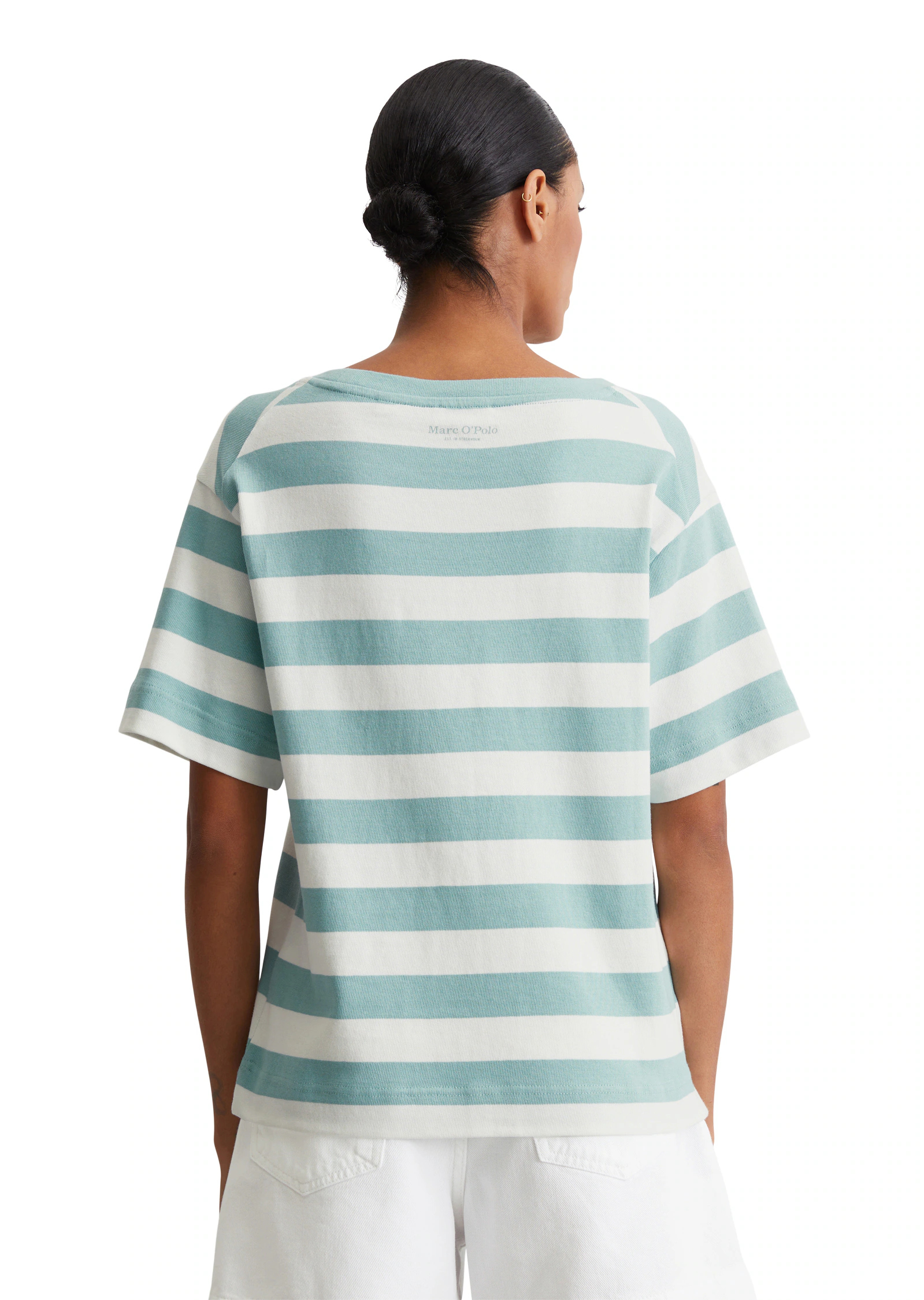 Marc OPolo T-Shirt, seitliche Schlitze, geringelt günstig online kaufen