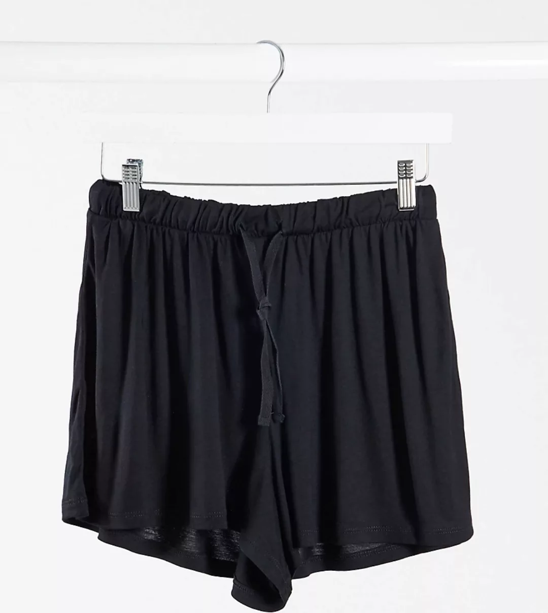 ASOS DESIGN Petite – Schwingende Shorts mit Kordelzug in Schwarz günstig online kaufen
