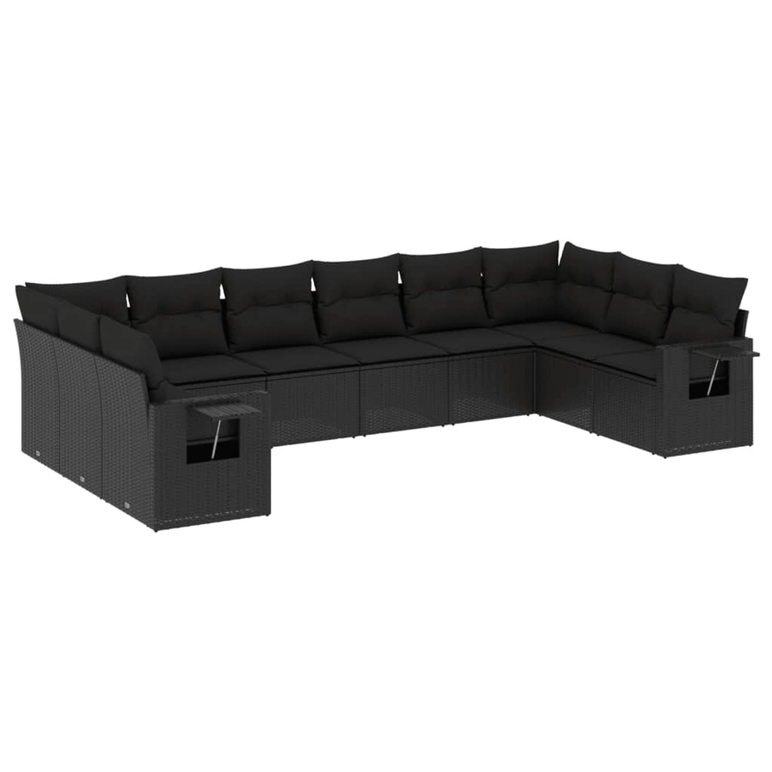 vidaXL 10-tlg Garten-Sofagarnitur mit Kissen Schwarz Poly Rattan Modell 104 günstig online kaufen