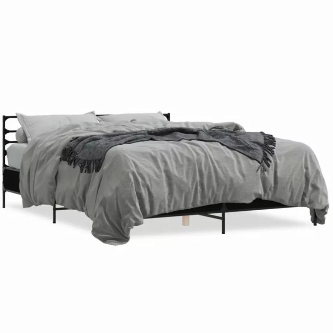 vidaXL Bett Bettgestell Braun Eichen-Optik 150x200 cm Holzwerkstoff Metall günstig online kaufen