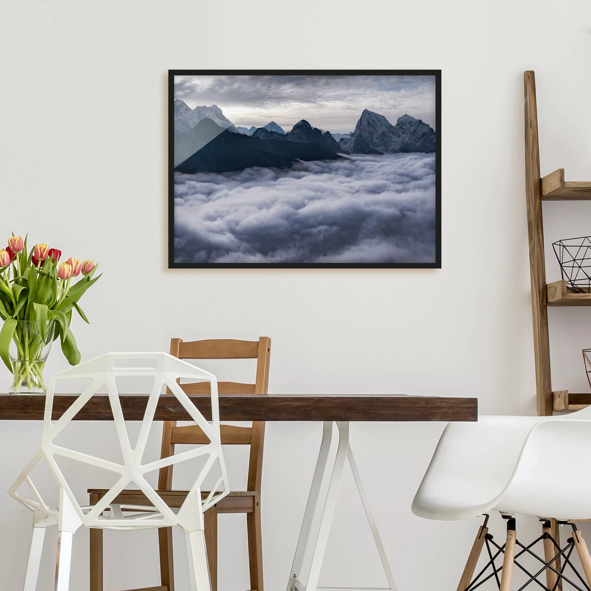 Bild mit Rahmen Natur & Landschaft - Querformat Wolkenmeer im Himalaya günstig online kaufen