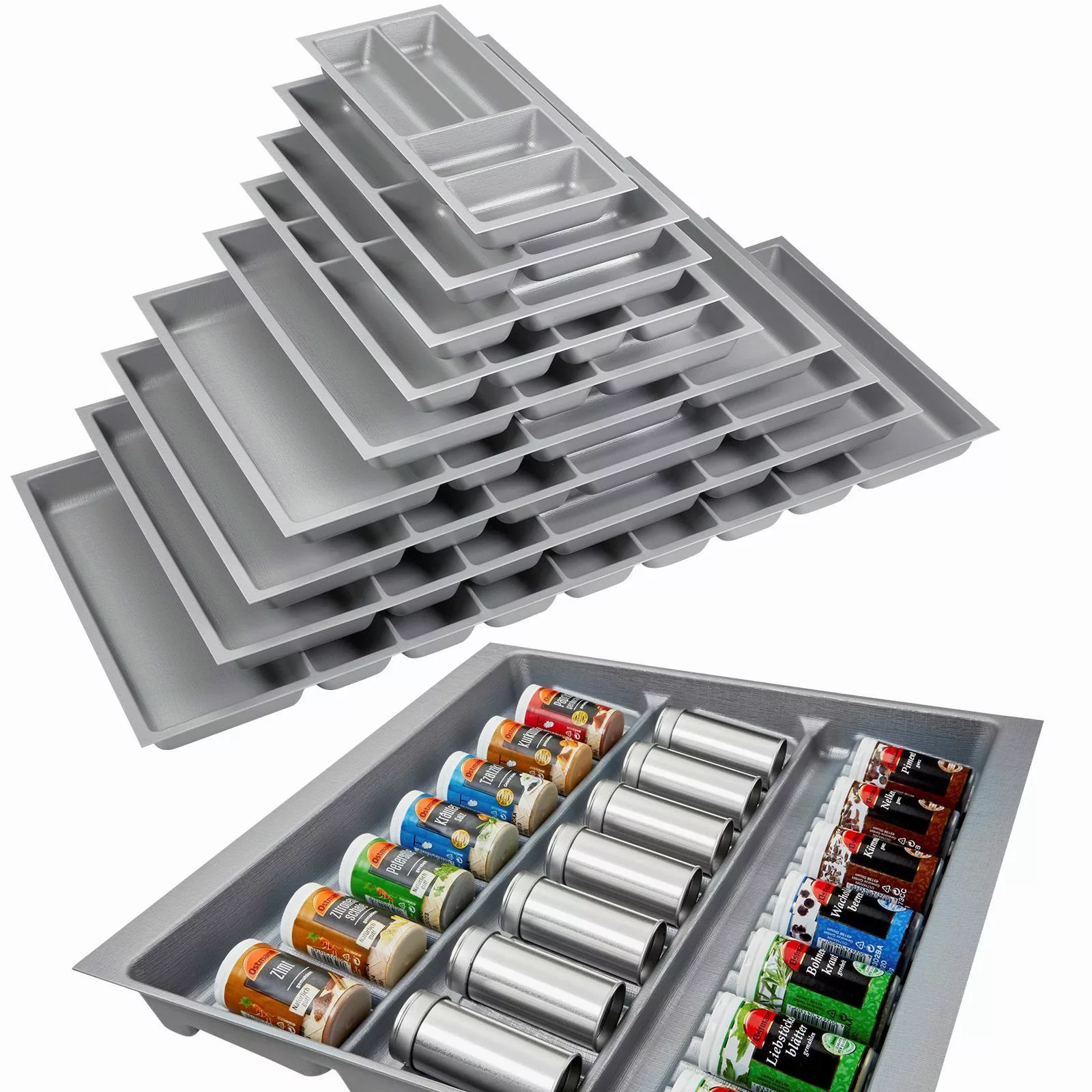 SO-TECH® Besteckeinsatz Orga-Box 3 silbergrau Leinwandstil günstig online kaufen