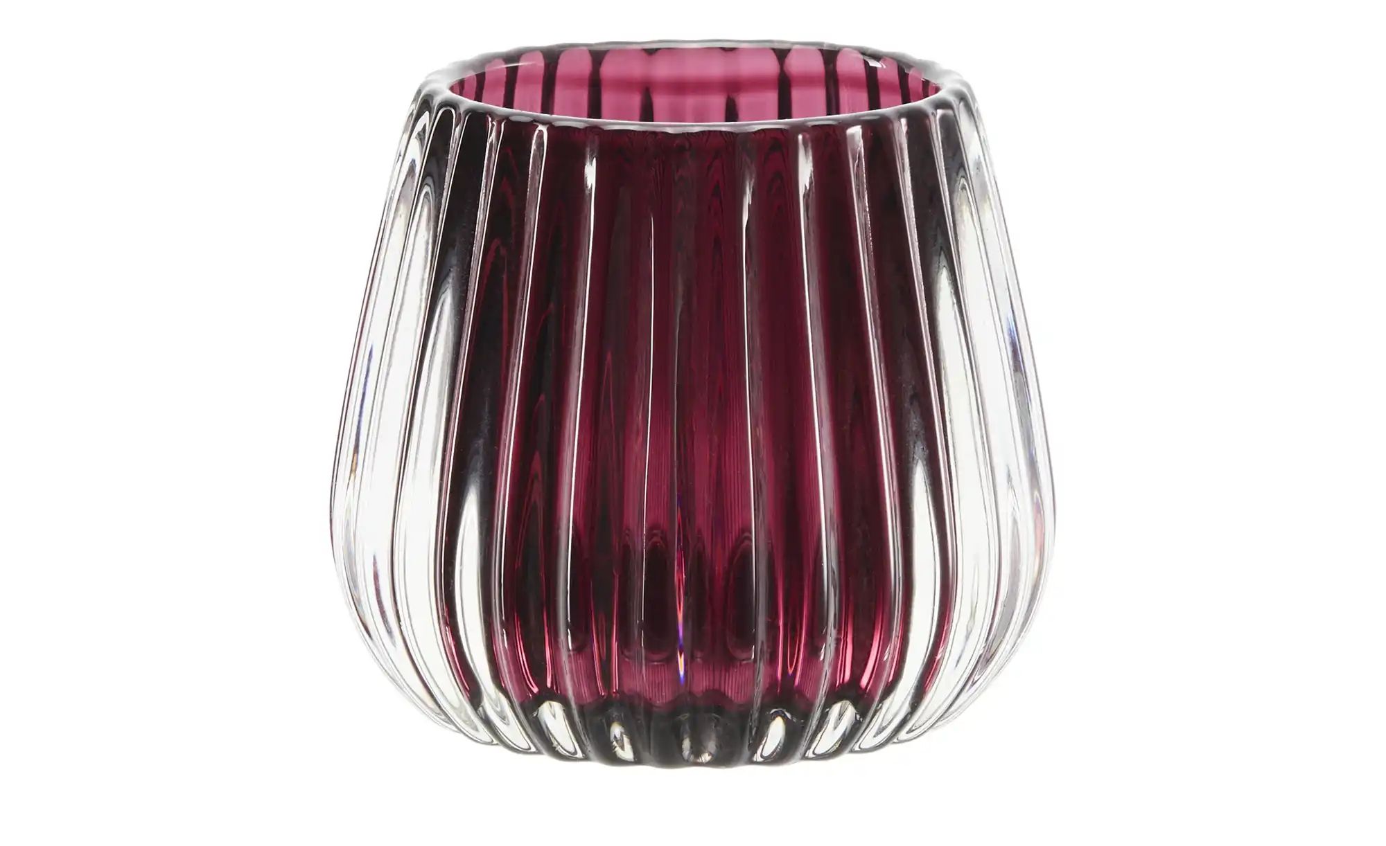 HOME STORY Teelichthalter ¦ rot ¦ Glas  ¦ Maße (cm): H: 7,5  Ø: 8 Accessoir günstig online kaufen