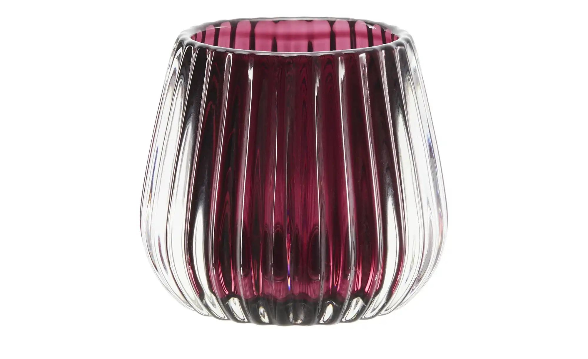 HOME STORY Teelichthalter   ¦ rot ¦ Glas ¦ Maße (cm): H: 7,5  Ø: 8 Weihnach günstig online kaufen