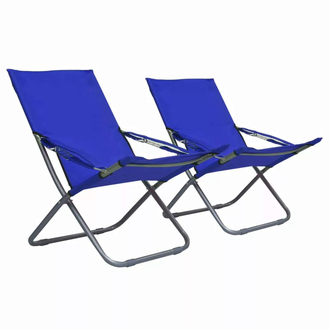 Klappbare Strandstühle 2 Stk. Stoff Blau günstig online kaufen