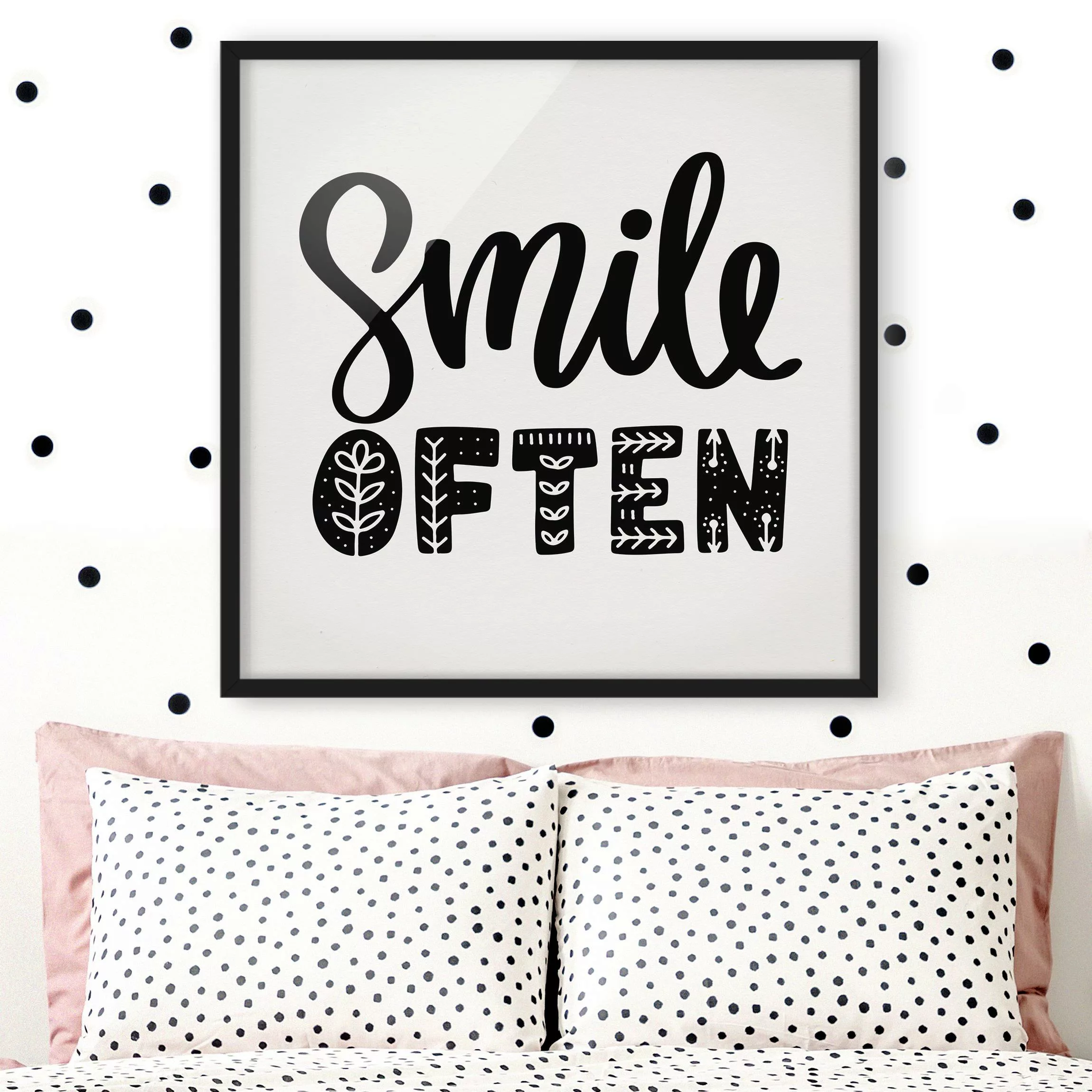 Bild mit Rahmen - Quadrat Smile often günstig online kaufen