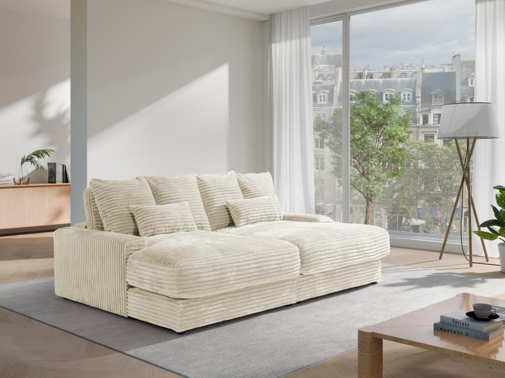 Sofa 3-Sitzer - tiefe Komfortsitzfläche - grob gerippter Cord - Beige - CAL günstig online kaufen