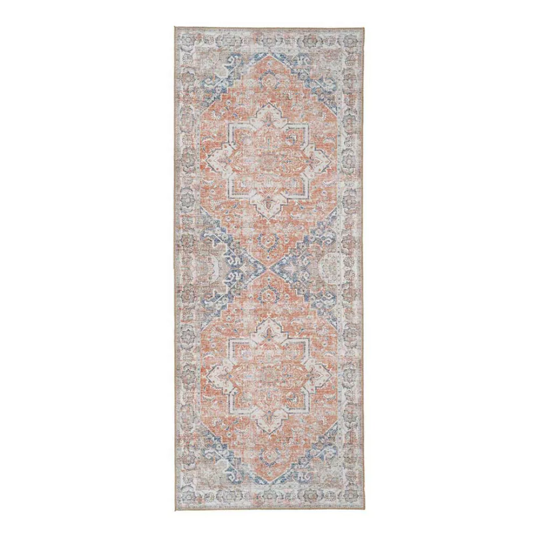 Teppich Vintage in Blau und Orange orientalischen Muster günstig online kaufen