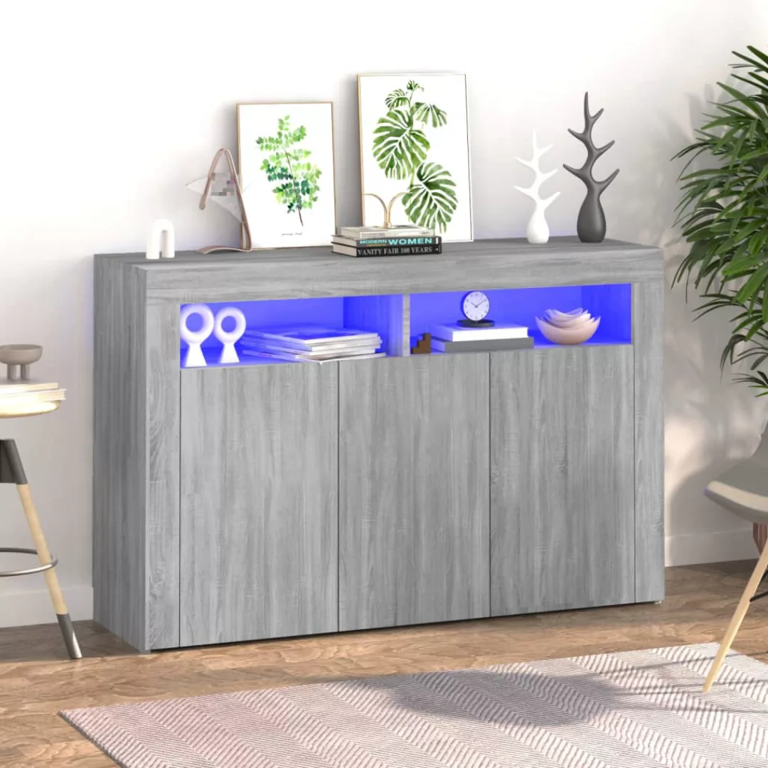 Vidaxl Sideboard Mit Led-beleuchtung Grau Sonoma 115,5x30x75 Cm günstig online kaufen