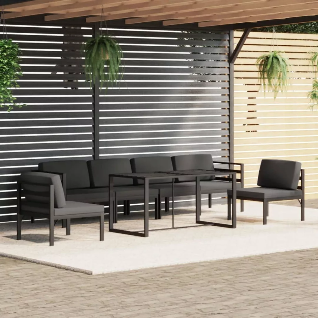 Vidaxl 7-tlg. Garten-lounge-set Mit Kissen Aluminium Anthrazit günstig online kaufen